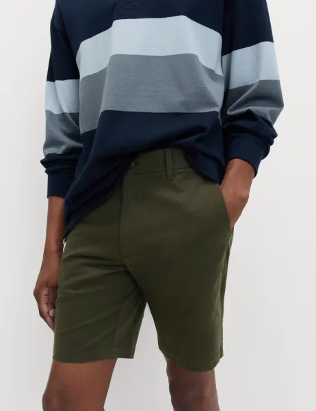 Marks & Spencer Slim Fit Stretch Chino Shorts Dark Green