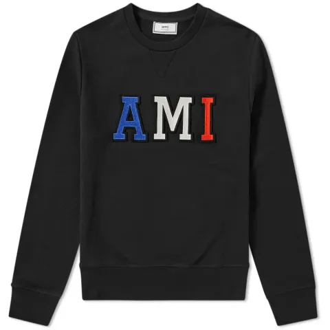 AMI Collegiate Tricolour Patch Logo Crew Sweat