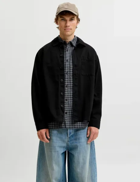 Jack & Jones Pure Cotton Twill Overshirt Black
