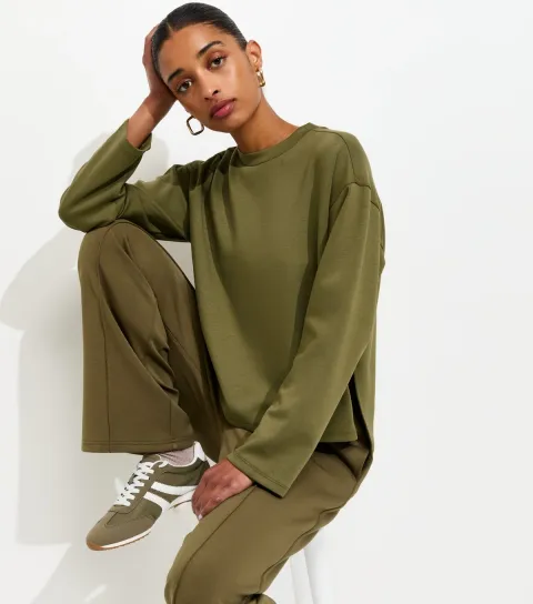 New Look Women's Premium Khaki Side Split Sweatshirt