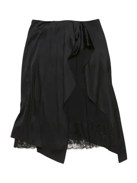 Layered Satin Skirt Black