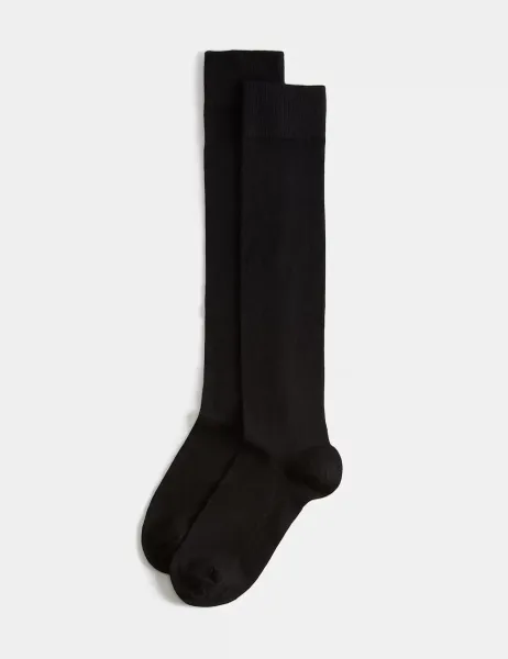 Marks & Spencer 2 Pack Soft Knee High Socks Black