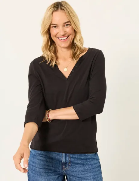 FatFace Pure Cotton V-Neck T-Shirt Black