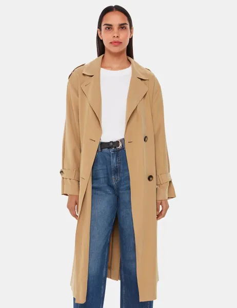 Whistles Riley Belted Longline Trench Coat Neutral
