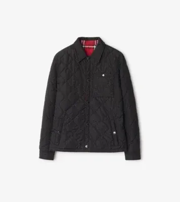 Reversible Quilted Nylon Overshirt in Black
