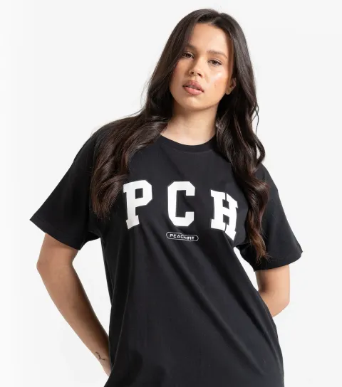 Women's Peach:Fit Black PCH Logo Elsie Tee