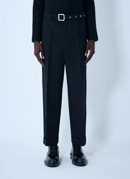 Belted Tailored Wool Pants