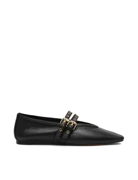 Steve Madden Lydia Suede Buckle Flat Pumps Black