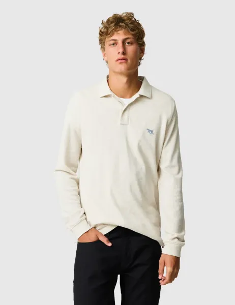 Rodd & Gunn Gunn Pure Cotton Long Sleeve Polo Shirt Natural