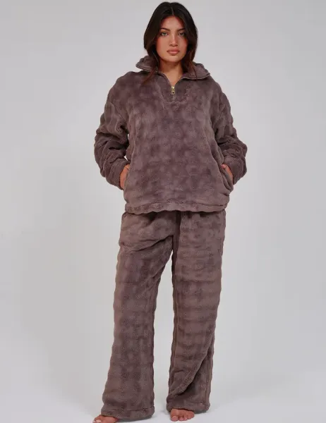 Loungeable Fleece Quarter Zip Lounge Set