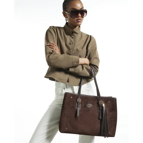 River Island Faux Suede Buckle Shopper Bag