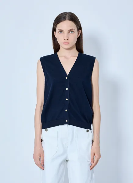 Max Mara Sleeveless Button-Down Top