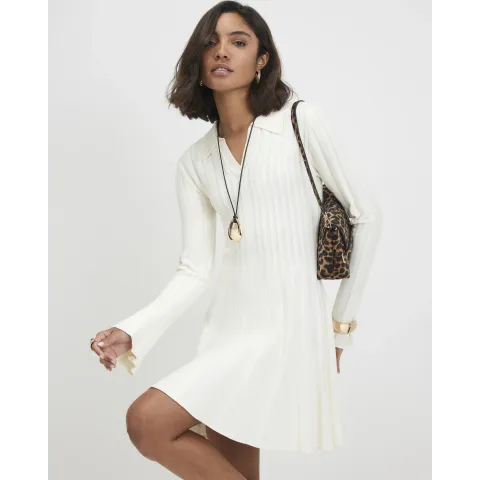 River Island Cotton Knit Flippy Ribbed Dress