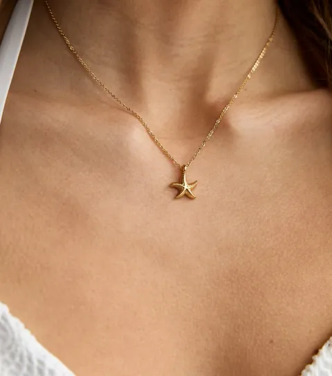 18ct Gold Plated Starfish Pendant Necklace