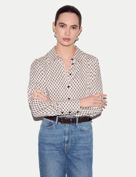 Jigsaw Geometric Collared Shirt Cream Mix