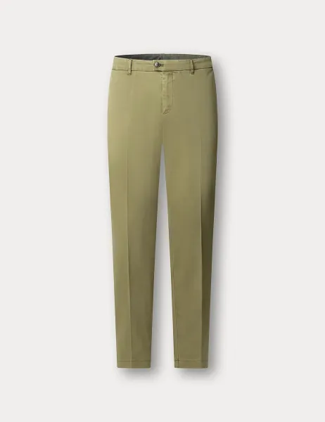 Hackett Tailored Fit Flat Front Stretch Chinos Green