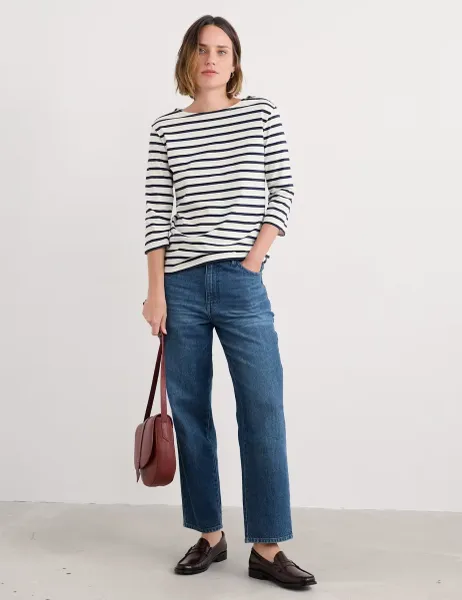 Seasalt Cornwall Pure Cotton Striped Top White Mix
