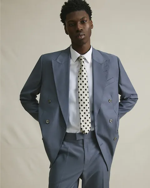 River Island Slim Fit Double Breasted Suit Jacket