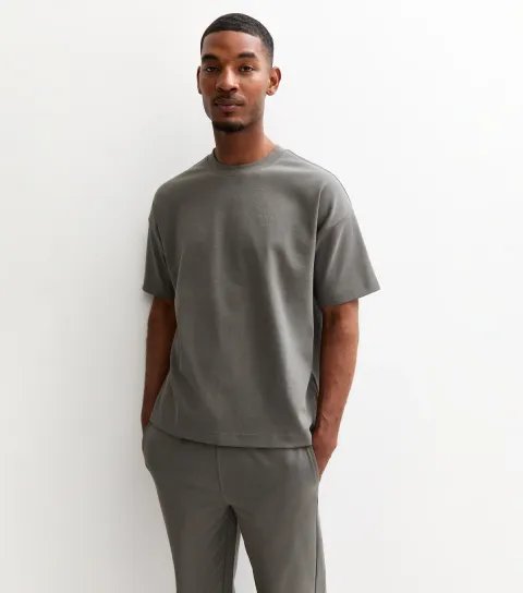 Men's Grey Relaxed Heavyweight Crew Neck T-Shirt