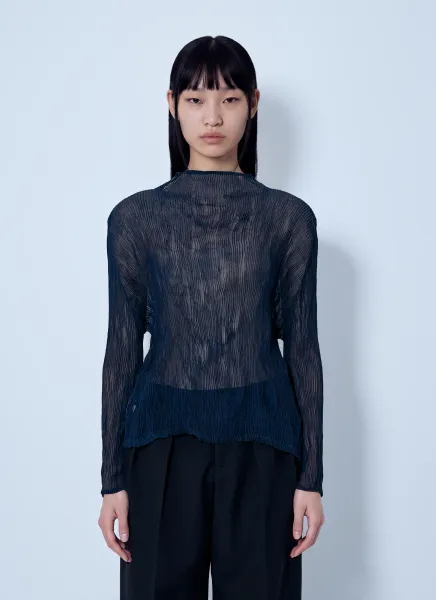 Issey Miyake Sheer Long Sleeve Top