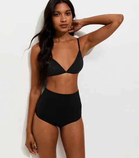 Women's Black Seamless Shaping High Waisted Brazilian Briefs