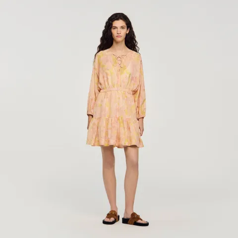 Flower print short dress