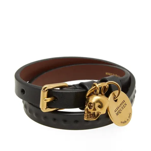 Double Wrap Studded Skull Bracelet