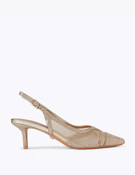 Carvela Embellished Stiletto Heel Slingback Shoes Gold