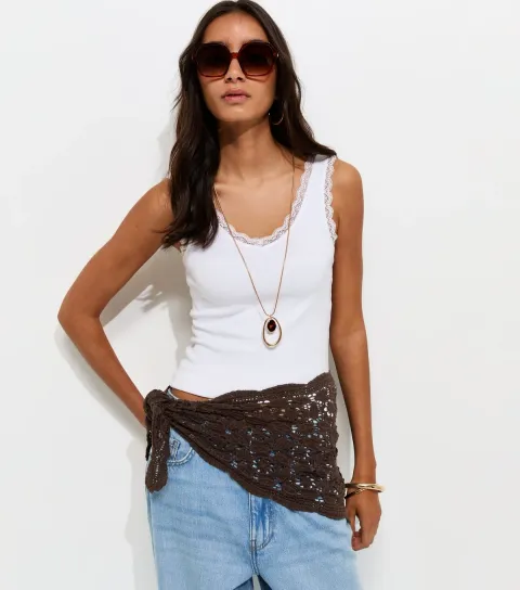 Dark Brown Crochet Waist Bandana