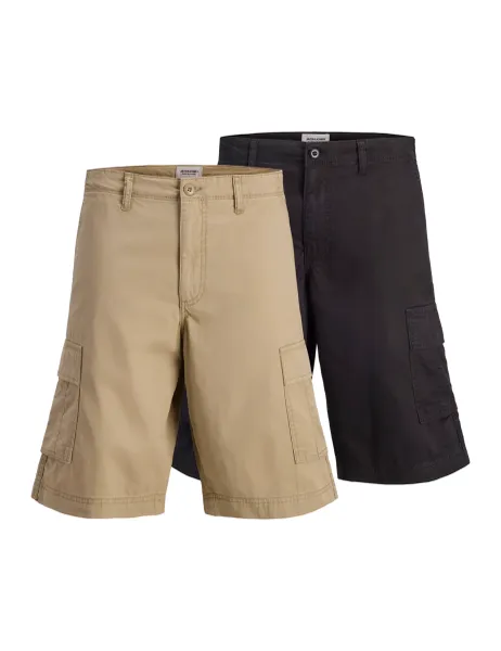 Jack & Jones 2 Pack Pure Cotton Cargo Shorts Black