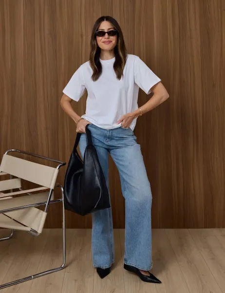 High Waisted Wide Leg Jeans Light Blue