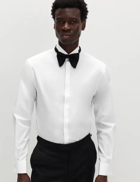 Marks & Spencer Slim Fit Cotton Blend Dress Shirt White