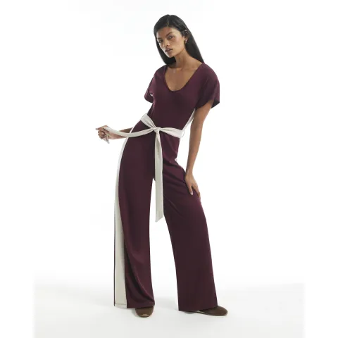 River Island Burgundy Premium Colourblock Jumpsuit
