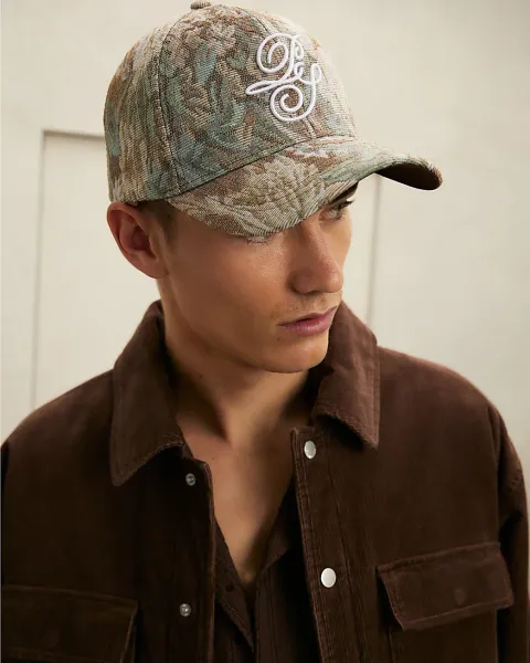 River Island Green Tapestry Cap
