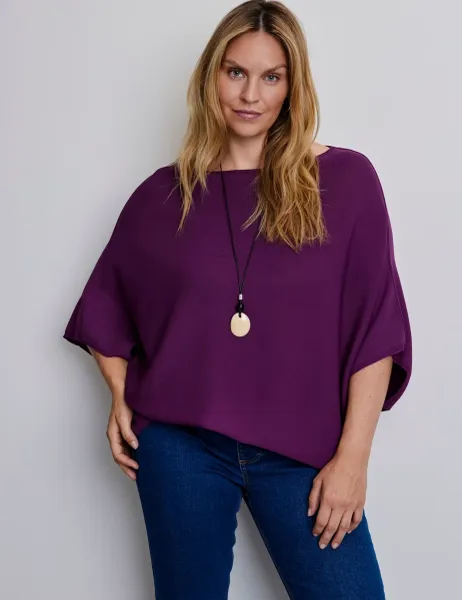 Live Unlimited London Batwing Sleeve Jumper Plum