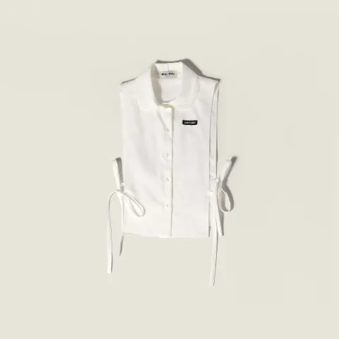 Slubbed poplin side-tie shirt