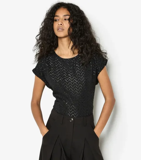 Women's Black Jacquard Grow On T-Shirt