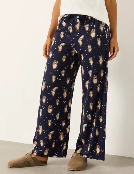 FatFace Cotton Rich Owl Print Pyjama Bottoms