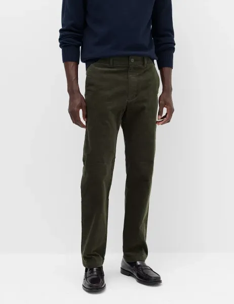 Marks & Spencer Regular Fit Corduroy Stretch Chinos Dark Khaki