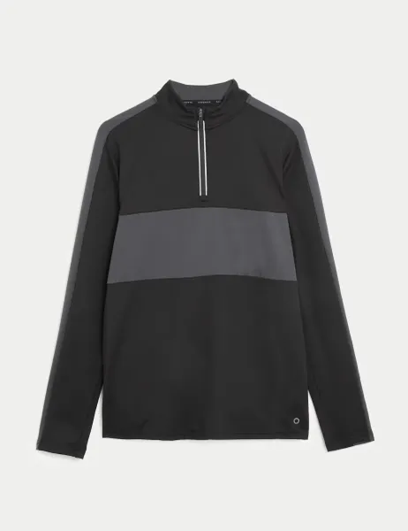 Goodmove Colour Block Half Zip Top Black Mix