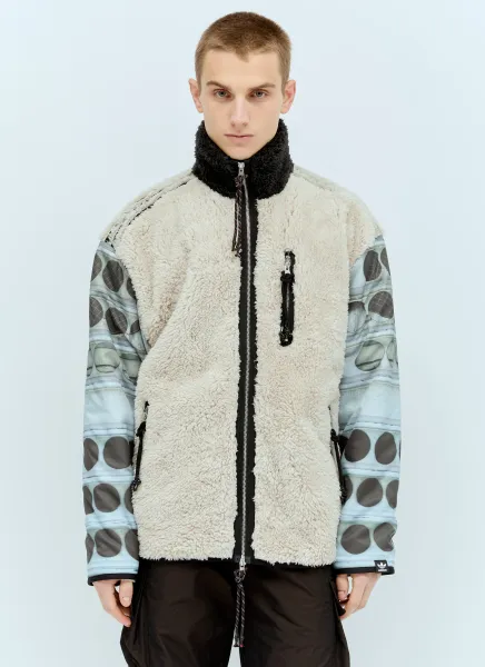 Printed Sleeves Fleece Jacket