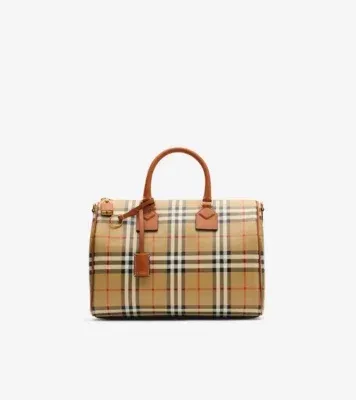 Medium Check Bowling Bag in Archive beige/briar brown