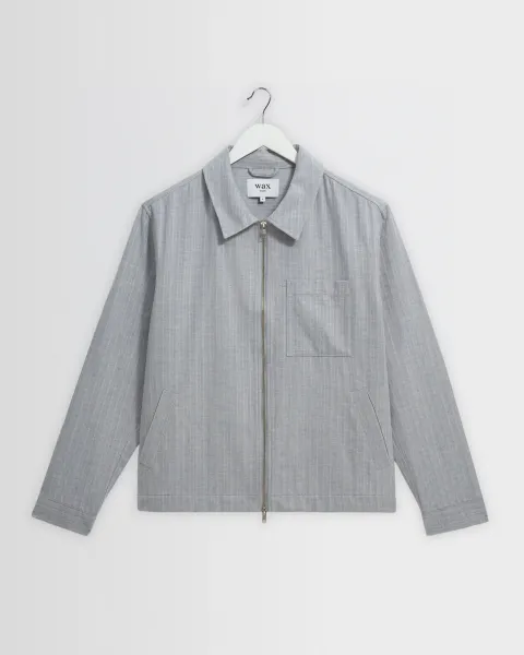 Eldon - Light Blue Herringbone Cotton Jacket