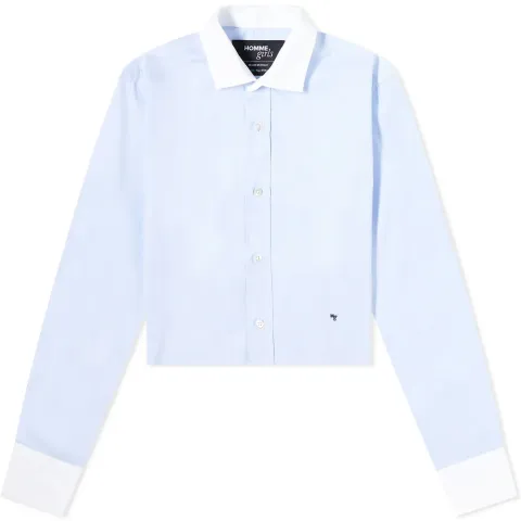 Cropped Contrast Collar Shirt