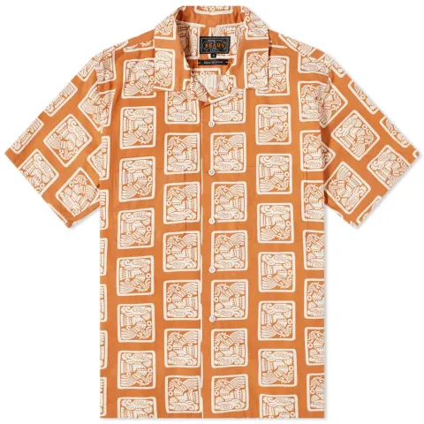 Short Sleeve Vacation Dobby Print Shirt