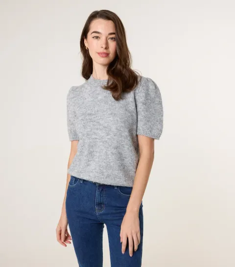 Women's Grey Round Neck Jumper