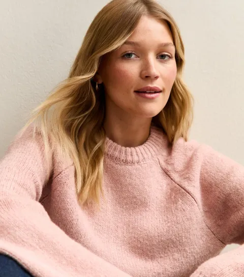Women's Light Pink Wide Sleeve Raglan Jumper