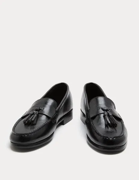 Marks & Spencer Tassel Block Heel Loafers Black