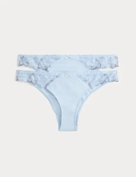 Marks & Spencer 2 Pack Embrace Brazilian Knickers Light Wedgewood