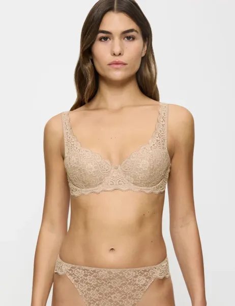 Triumph Amourette Lace WHP Wired Half Padded Bra A-E Biscuit